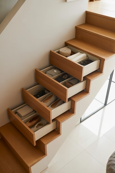 23 Outside-of-the-Box Organizing Hacks That Transform Your Home 18 Staircase Drawers Hidden Beneath Each Step