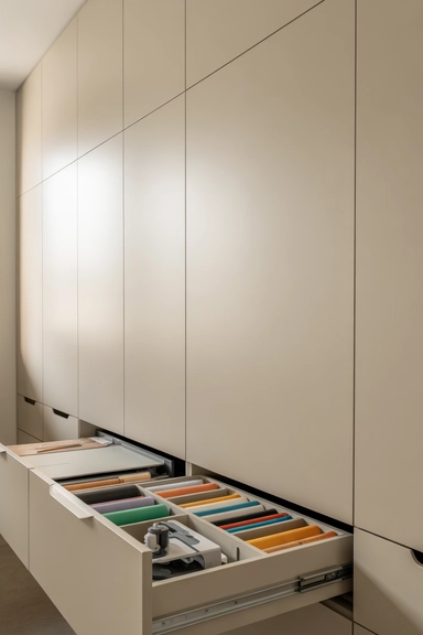 19 Cricut Organization Ideas That Keep Supplies Accessible 18 Closed Storage for Visual Calm and Focus