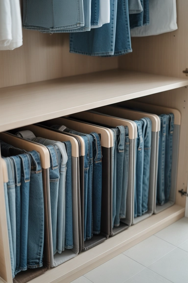 22 Jean Storage Ideas That Prevent Piles and Creases 18 Floor-Level Storage for Bulky Denim