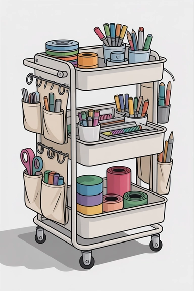 Rolling Cart Add-Ons with Hanging Side Storage