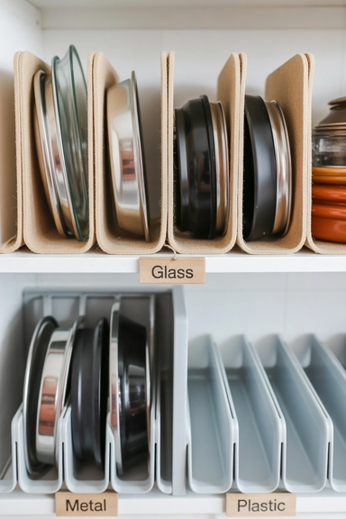 20 Lid Storage Hacks That Stop Cabinet Chaos 18 Storing Lids by Material Type