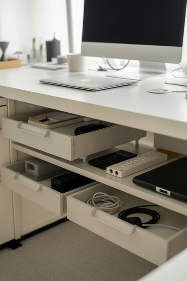 Use IKEA Under-Desk Storage to Hide Bulk Items