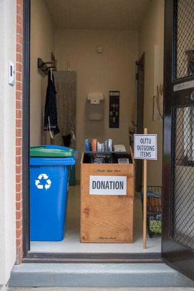 21 ADHD Home Organization Ideas That Actually Work 19 Establish a Dedicated Donation and Outgoing Box Near the Exit