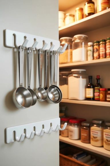 22 Dollar Store Pantry Organizing Ideas That Reduce Daily Clutter 19 Measuring Cup Holders for Quick Ingredient Access