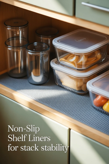 Non-Slip Shelf Liners for Stack Stability