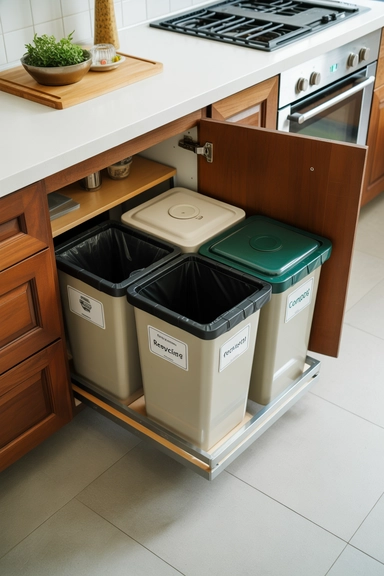22 Kitchen Storage Ideas That Make Every Space Work Smarter 19 Integrated Recycling and Sorting Zones