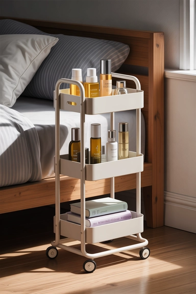 Slim Rolling Carts for Bedside or Closet Micro-Storage