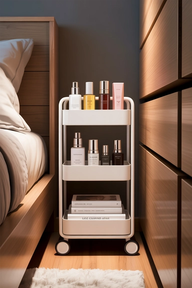 23 Small Bedroom Organizing Hacks That Maximize Every Inch 19 Slim Rolling Carts for Bedside or Closet Micro-Storage