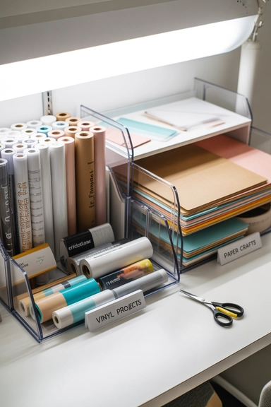 19 Cricut Organization Ideas That Keep Supplies Accessible 19 Sorting Supplies by Project Type