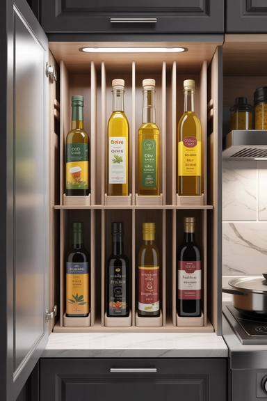 Vertical Bottle Storage for Oils and Tall Containers