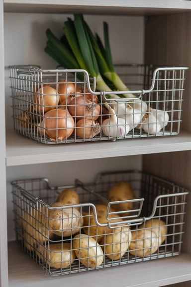22 Dollar Store Pantry Organizing Ideas That Reduce Daily Clutter 20 Clear Produce Baskets for Breathable Storage
