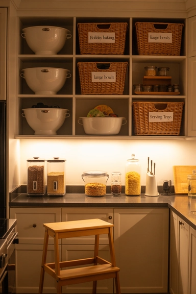 High-Shelf Storage for Rarely Used Containers