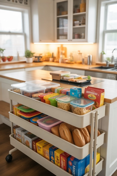 Snack and Lunch Prep Cart for Family Kitchens