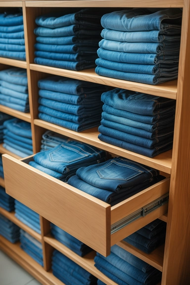 22 Jean Storage Ideas That Prevent Piles and Creases 20 19. Dedicated Drawers for Denim Only result 1