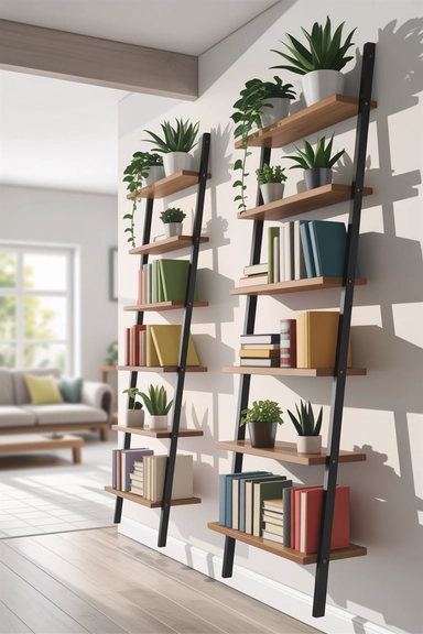 LACK Wall Shelves Installed as Vertical Storage Ladders