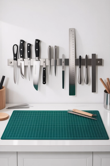 21 IKEA Craft Room Hacks That Keep Supplies Perfectly Organized 20 Magnetic Knife Racks Repurposed for Craft Tool Safety