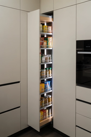 Narrow Slide-Out Pantry Columns for Slim Cabinet Gaps