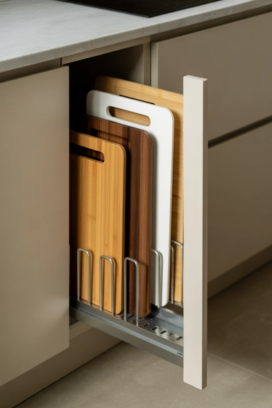 Slide-Out Cutting Boards with Built-In Slots