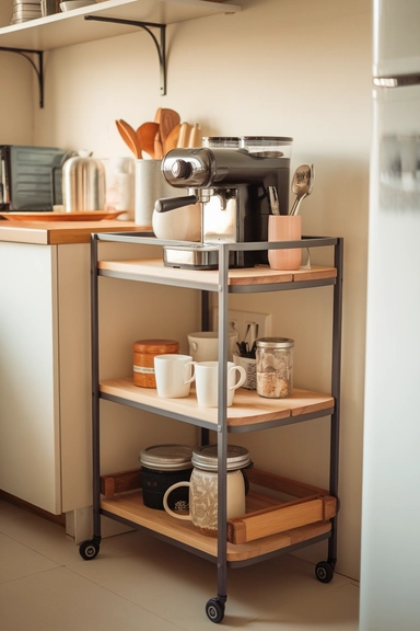 23 Rental Kitchen Organization Ideas For Real Homes 3 Add a Rolling Kitchen Cart for Mobile Storage
