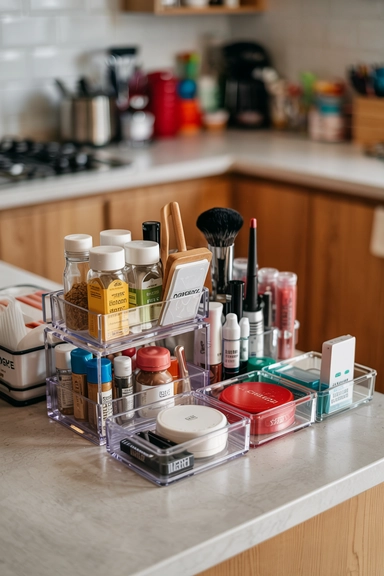 CLEAR MINI CONTAINERS FOR COUNTERTOP ITEMS