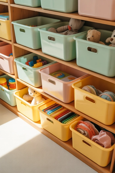 21 Kids Closet Organization Ideas That Keep Toys and Clothes Under Control 3 Open Bins for Toys That Need Fast Cleanup