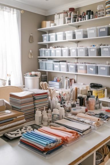 21 Craft Room Declutter Ideas That Actually Work 3 Utilize Vertical Storage to Maximize Workspace in Tight Interiors