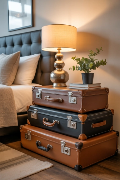 23 Outside-of-the-Box Organizing Hacks That Transform Your Home 3 Repurposed Vintage Suitcases as Stylish Storage Chests