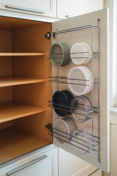 20 Lid Storage Hacks That Stop Cabinet Chaos 3 Door-Mounted Racks for Lightweight Lids