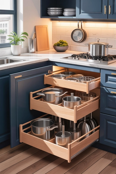 Pull-Out Cabinet Drawers That Eliminate Deep Shelf Chaos