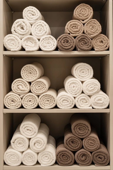 Rolled Towel Storage That Controls Bulk and Visual Noise