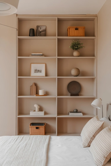 23 Bedroom Organizing Ideas That Reduce Visual Clutter Instantly 21 Open Shelving Used With Strict Visual Limits
