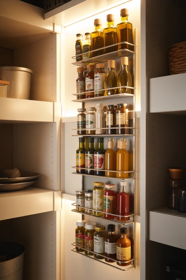 Store Oils and Bottles in Slim Vertical Racks
