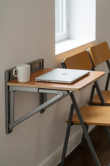 21 Smart Small Room Storage Ideas That Maximize Space 21 Wall-Mounted Foldable Dining or Study Tables