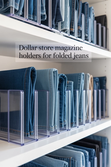 Dollar Store Magazine Holders for Folded Jeans