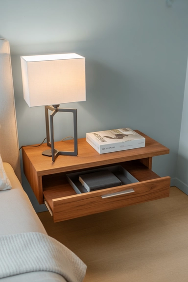 Floating Nightstand Storage That Frees Floor Space