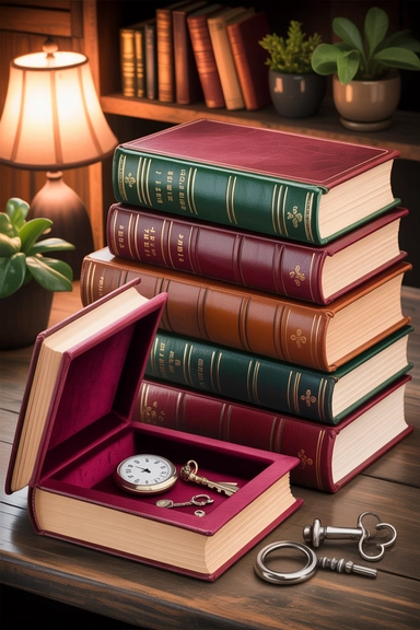 Old Books Stacked into Hidden Storage Boxes