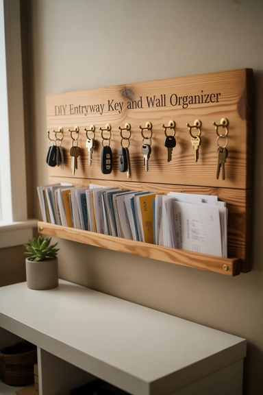 DIY Entryway Key and Mail Wall Organizer
