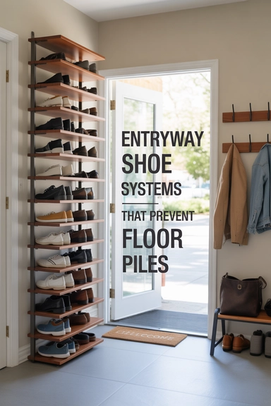 Entryway Shoe Systems That Prevent Floor Piles