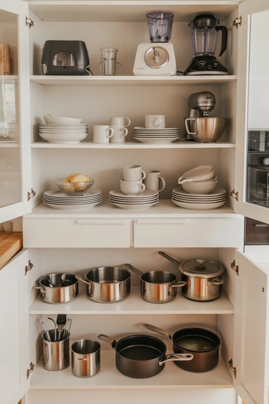25 Kitchen Cabinet Storage Ideas That Maximize Every Shelf 22 Cabinet Zoning for Daily, Weekly, and Occasional Use