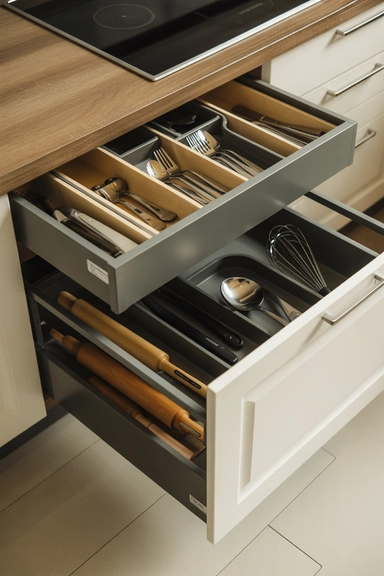 25 Small Kitchen Storage Solutions That Make Every Inch Work Better 22 Drawer-in-Drawer Systems for Layered Storage