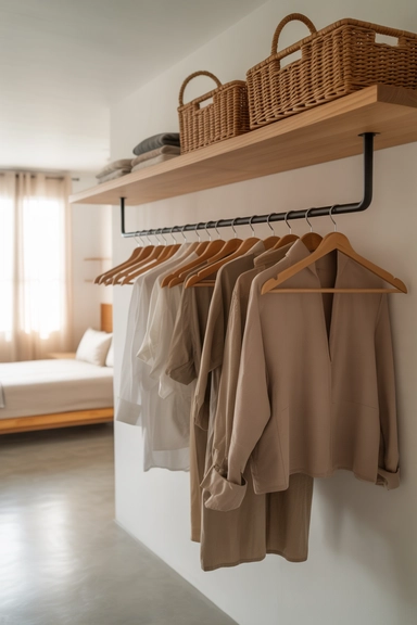 Open Hanging Rails for Minimalist Capsule Wardrobes