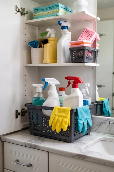 22 Smart Ways to Organize With Cheap Baskets That Instantly Reduce Clutter 23 BATHROOM CLEANING SUPPLY BASKETS