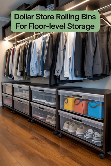 Dollar Store Rolling Bins for Floor-Level Storage