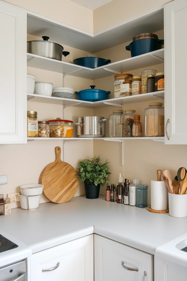 23 Rental Kitchen Organization Ideas For Real Homes 23 Utilize Corner Shelf Organizers for Dead Space