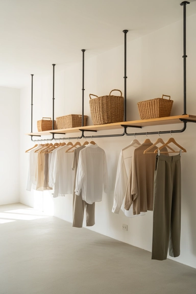 23 Small Bedroom Organizing Hacks That Maximize Every Inch 24 Minimalist Open Hanging Rails for Capsule Wardrobes