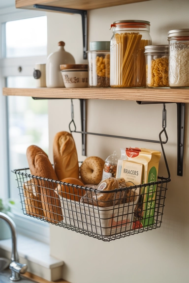 25 Small Kitchen Storage Solutions That Make Every Inch Work Better 24 Over-Shelf Baskets for Instant Extra Space