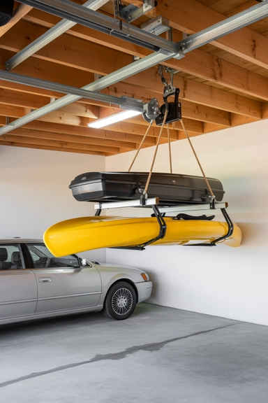 22 Genius Garage Ceiling Storage Ideas to Maximize Overhead Space 4 Pulley Lift Systems for Heavy Items