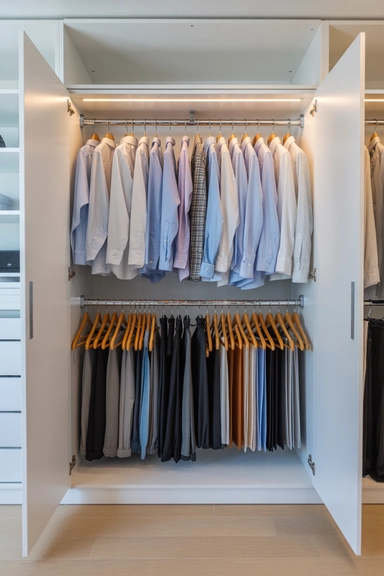23 Small Bedroom Organizing Hacks That Maximize Every Inch 4 Closet Rod Doubling Systems That Expand Hanging Capacity