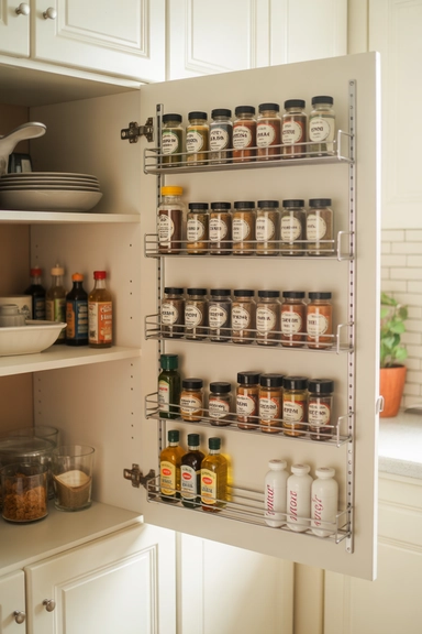 Door-Mounted Racks for Spices and Small Essentials