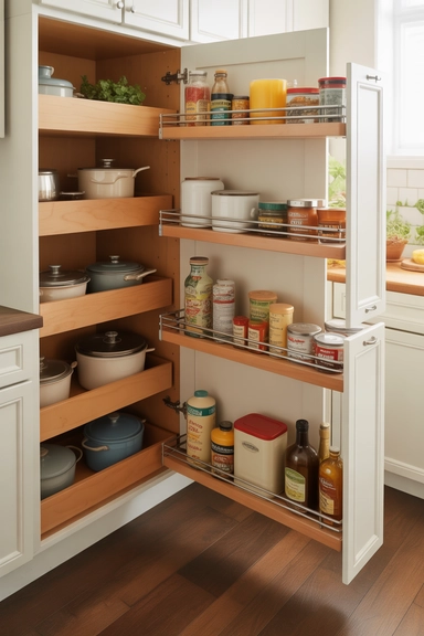 25 Small Kitchen Storage Solutions That Make Every Inch Work Better 4 Pull-Out Cabinet Systems That Prevent Deep Storage Loss